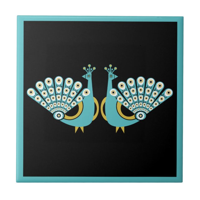 Peacock Art Home Accessories Ceramic Tile (Front)