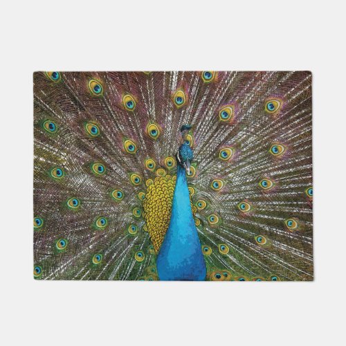 Peacock Art in Jewel Tones Doormat