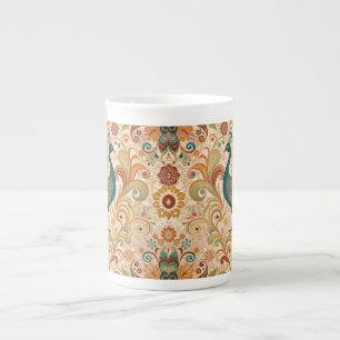 Peacock Art Morris Style Bone China Mug