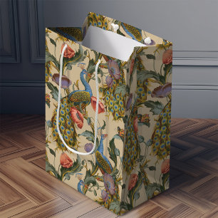 Peacock Art Nouveau Floral Pattern Morris Medium Gift Bag