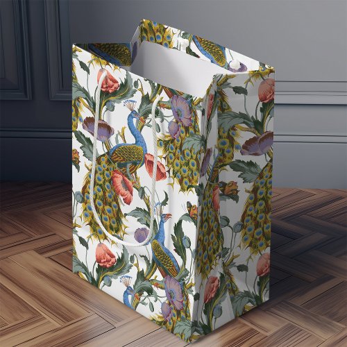 Peacock Art Nouveau Floral Pattern Morris Medium Gift Bag