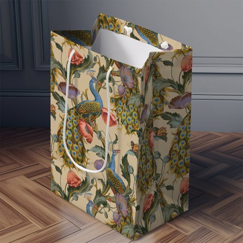 Peacock Art Nouveau Floral Pattern Morris Medium Gift Bag