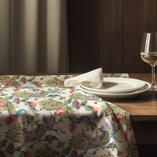 Peacock Art Nouveau Floral Pattern Tablecloth (Creator Uploaded)