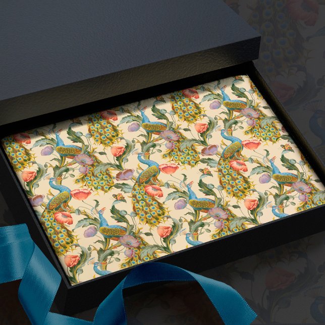 Peacock Art Nouveau Floral Pattern Tissue Paper (Creator Uploaded)