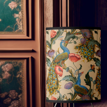 Peacock Art Nouveau Floral Pattern Tripod Lamp by William_Morris_Shop at Zazzle