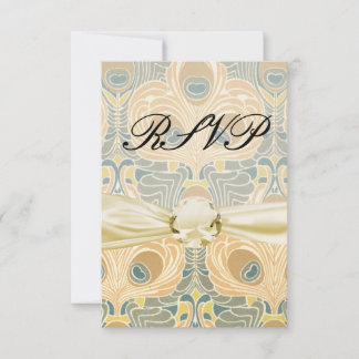 peacock art nouveau RSVP card