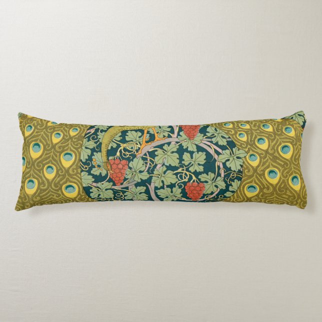 Peacock Art Nouveau Style round intricate design Body Pillow (Front)