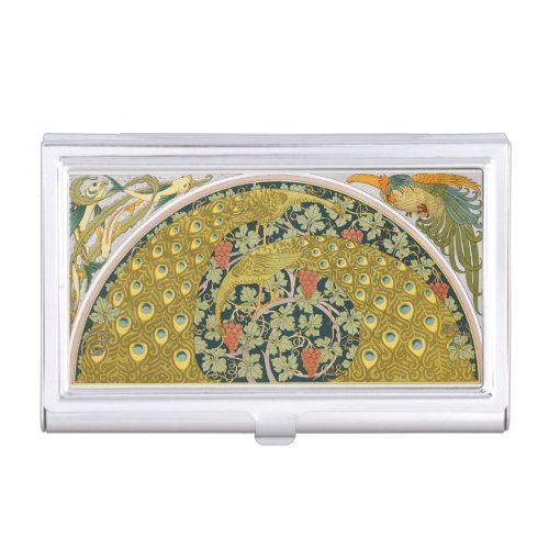 Peacock Art Nouveau Style round intricate design Business Card Case