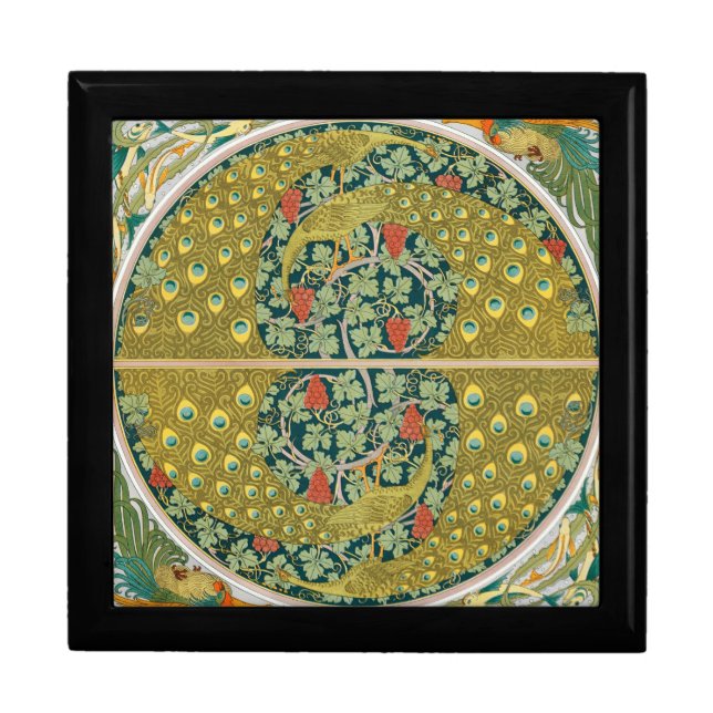Peacock Art Nouveau Style round intricate design Gift Box (Front)