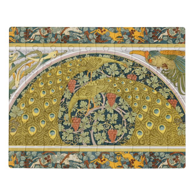 Peacock Art Nouveau Style round intricate design Jigsaw Puzzle (Puzzle Horizontal)