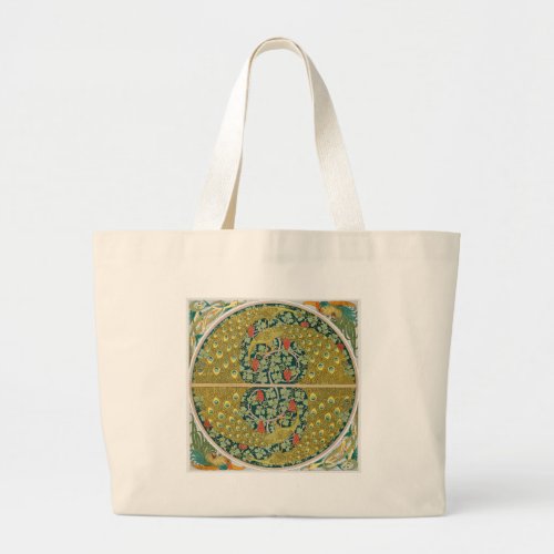 Peacock Art Nouveau Style round intricate design Large Tote Bag