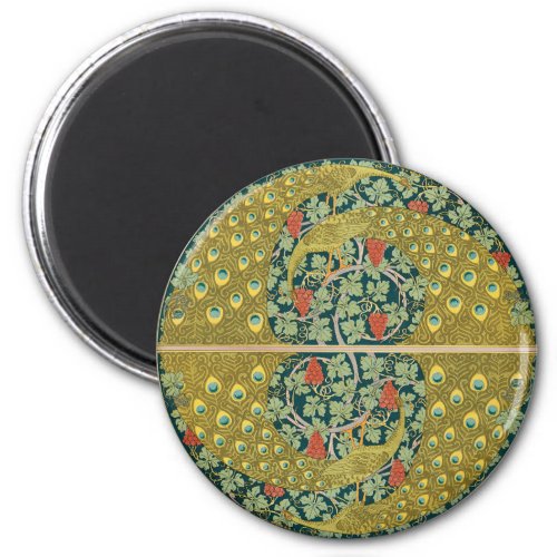 Peacock Art Nouveau Style round intricate design Magnet