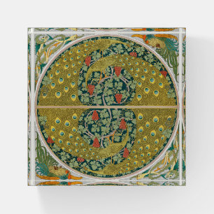 Peacock Art Nouveau Style round intricate design Paperweight