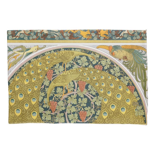 Peacock Art Nouveau Style round intricate design Pillow Case (Front)