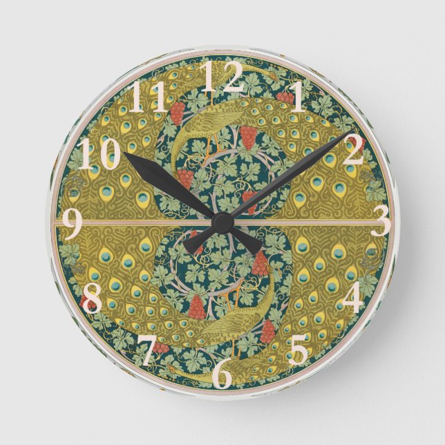 Peacock Art Nouveau Style round intricate design Round Clock (Front)