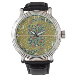 Peacock Art Nouveau Style round intricate design Watch