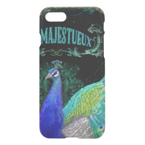 Peacock Art Vintage Style Scroll Typography Black iPhone SE87 Case