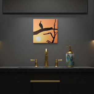 Peacock at Sunset Ceramic Tile