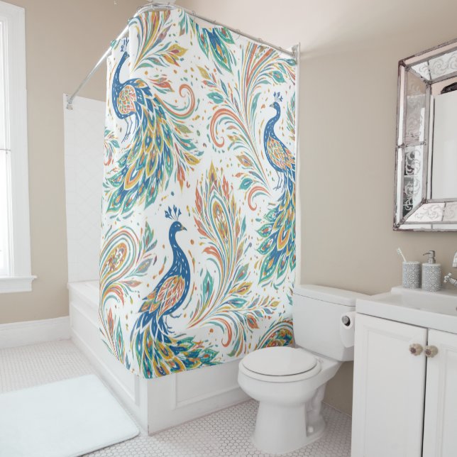 Peacock Aura Shower Curtain (In Situ)