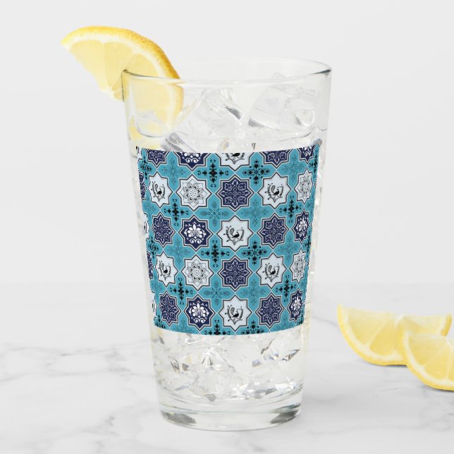 Peacock Azul Anatolian Tile Pattern Glass (Front Ice)