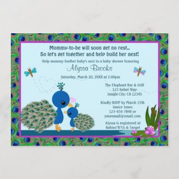 Peacock Baby Shower Invitations Girls Boys #206 by MonkeyHutDesigns at Zazzle