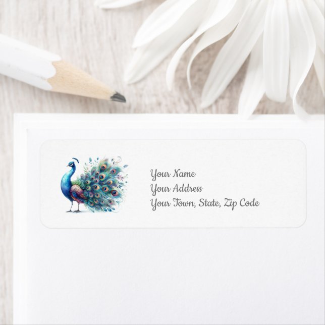 Peacock Baby Shower  Label (Insitu)