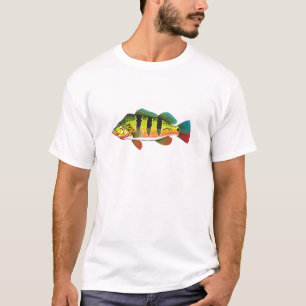 Peacock Bass bright Ocean Gamefish illustration T-Shirt