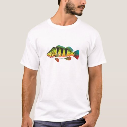 Peacock Bass bright Ocean Gamefish illustration T_Shirt