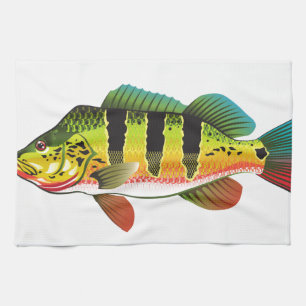 Peacock Bass bright Ocean Gamefish illustration Towel