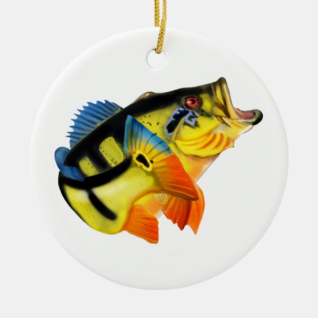 Peacock Bass Ceramic Ornament (Front)