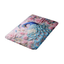 Peacock Bath Room Rug Mat Home Decor