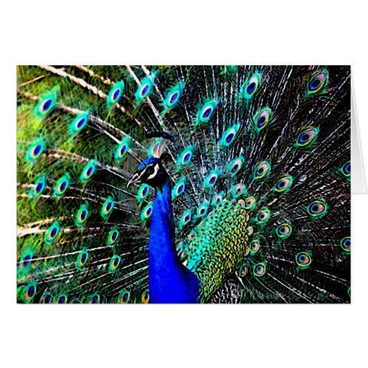 Peacock Batik 2 (blank card) Cards (Front Horizontal)