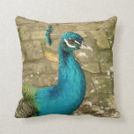 Peacock Beautiful Blue Bird Nature Photography Throw Pillow