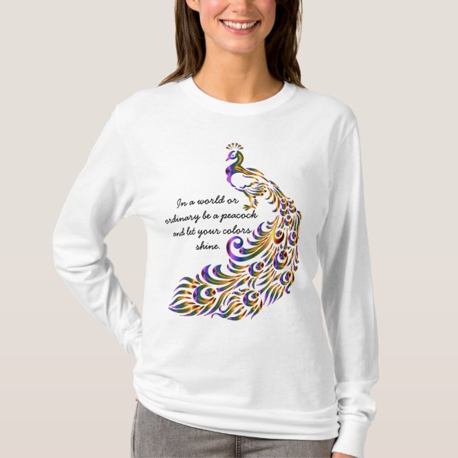Peacock beautiful long sleeved tshirts for women  (Front)