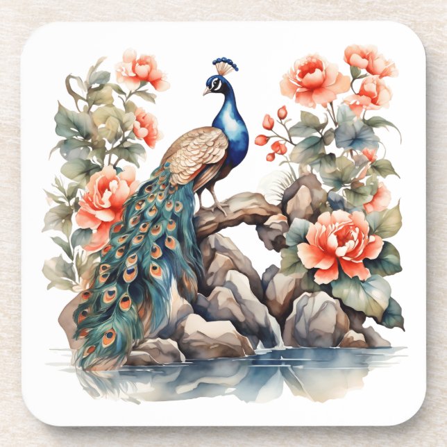 Peacock Beverage Coaster (Front)