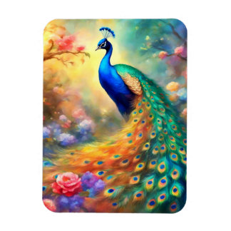 Peacock Bird 100 with flowers Magnet