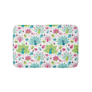 peacock bird and owl bathroom mat