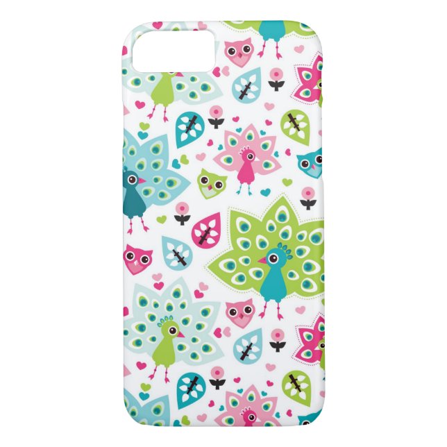 peacock bird and owl Case-Mate iPhone case (Back)