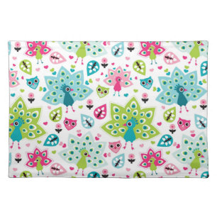 peacock bird and owl cloth placemat