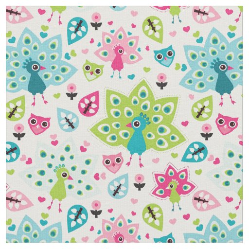 peacock bird and owl fabric
