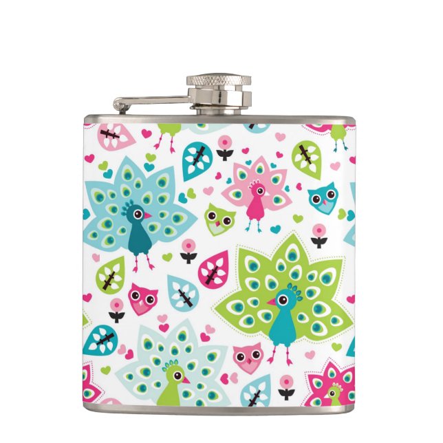 peacock bird and owl flask (Front)