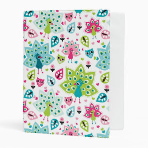 peacock bird and owl mini binder