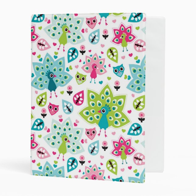 peacock bird and owl mini binder (Front/Inside)