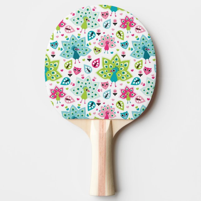 peacock bird and owl Ping-Pong paddle (Front)