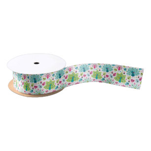 peacock bird and owl satin ribbon