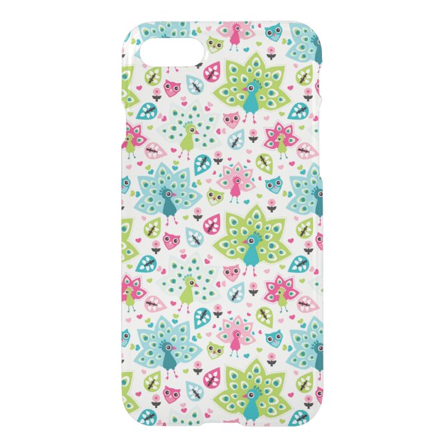 peacock bird and owl uncommon iPhone case (Back)