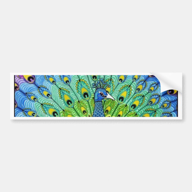 Peacock bird animation bumper sticker (Front)