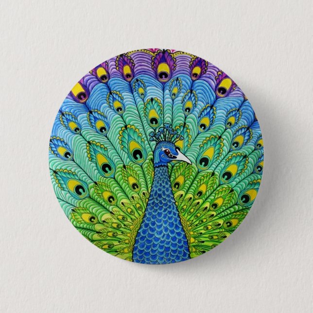 Peacock bird animation button (Front)