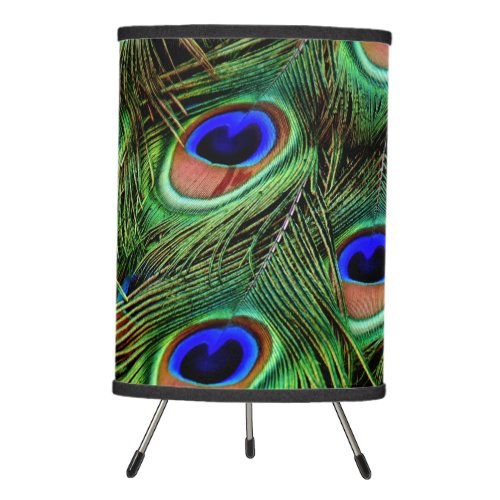 Peacock Bird Blue Green Feathers Tripod Lamp