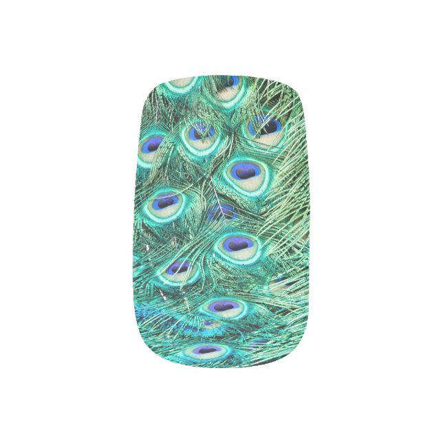 Peacock Bird Feather Nail Art Manicure Sticker (Right Thumb)